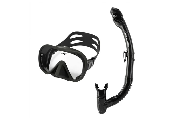 Aqua Speed Schnorchel Carprera & Elba Tauchmaske und Schnorchel Set, Taucher Set (Schwimmmaske mit gehärtetem Glas), Taucherbrille Stoffband Einzellin
