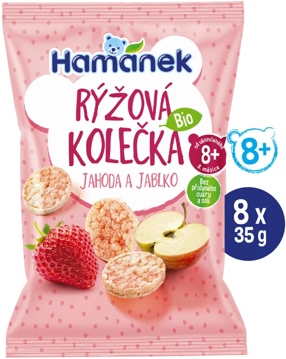 HAMÁNEK Rýžová kolečka jahoda a jablko 8 × 35 g