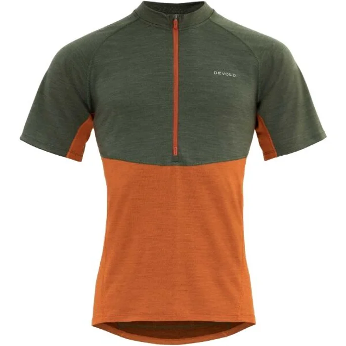 Devold STANDAL MERINO TEE ZIP NECK Pánské cyklistické triko, oranžová, velikost