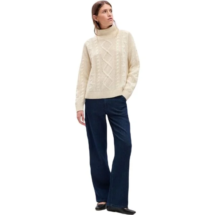 GAP CABLE MOCKNECK Dámský svetr, béžová, velikost