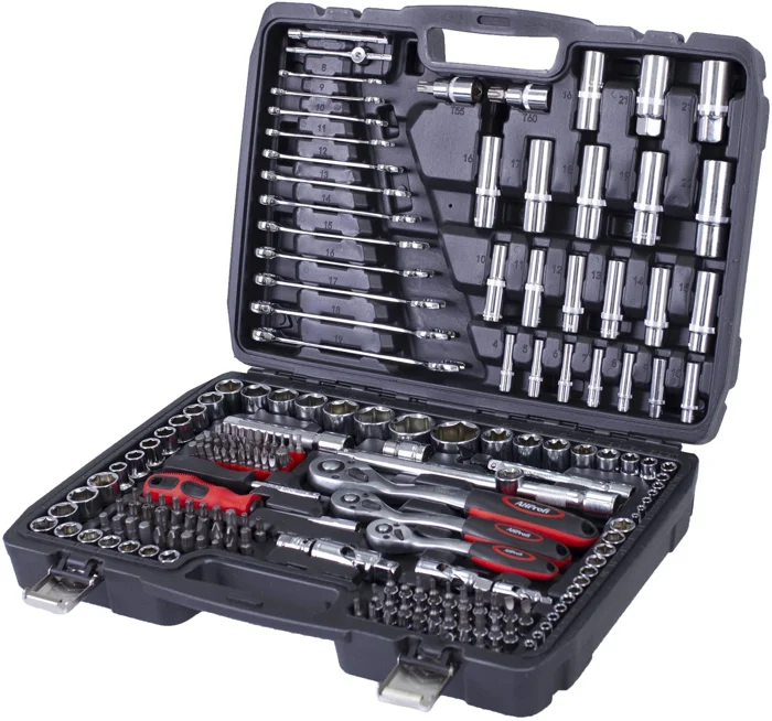AHPROFI Gola sada nářadí v kufru 1/4", 3/8" a 1/2", 215 dílů - AH12215