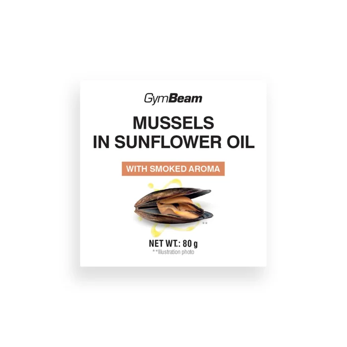 GymBeam Muscheln in Sonnenblumenöl mit Räucheraroma 80 g