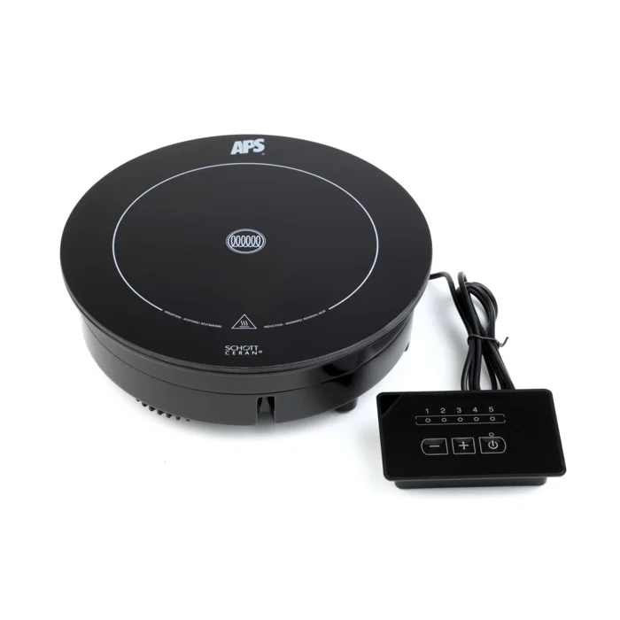 APS Induktionskochplatte, 900 W, 5 Leistungsstufen, mit Regler; 24x8x24 cm (BxHxØ); schwarz