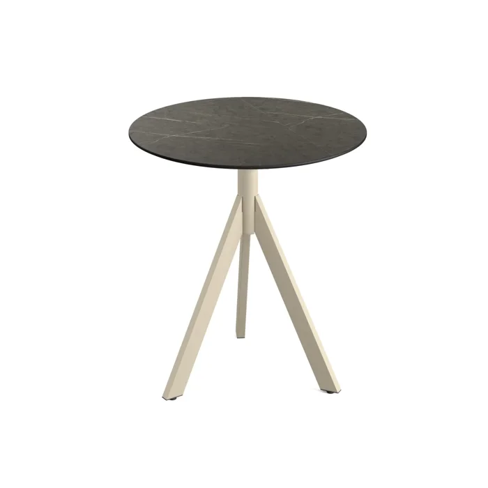 Feros Infinity Tripod Terrassentisch frame + HPL Ø70 cm; 74x70 cm (HxØ); sand/braun; rund